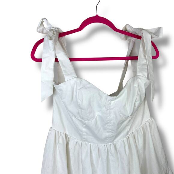 Lulus NWOT Tier-ly Delightful White Tie-Strap Tiered Bustier Mini Dress Large - Picture 4 of 10